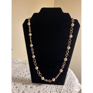 Napier Gold Chain with Pearl Infinity Stations Necklace 23 inches Classic